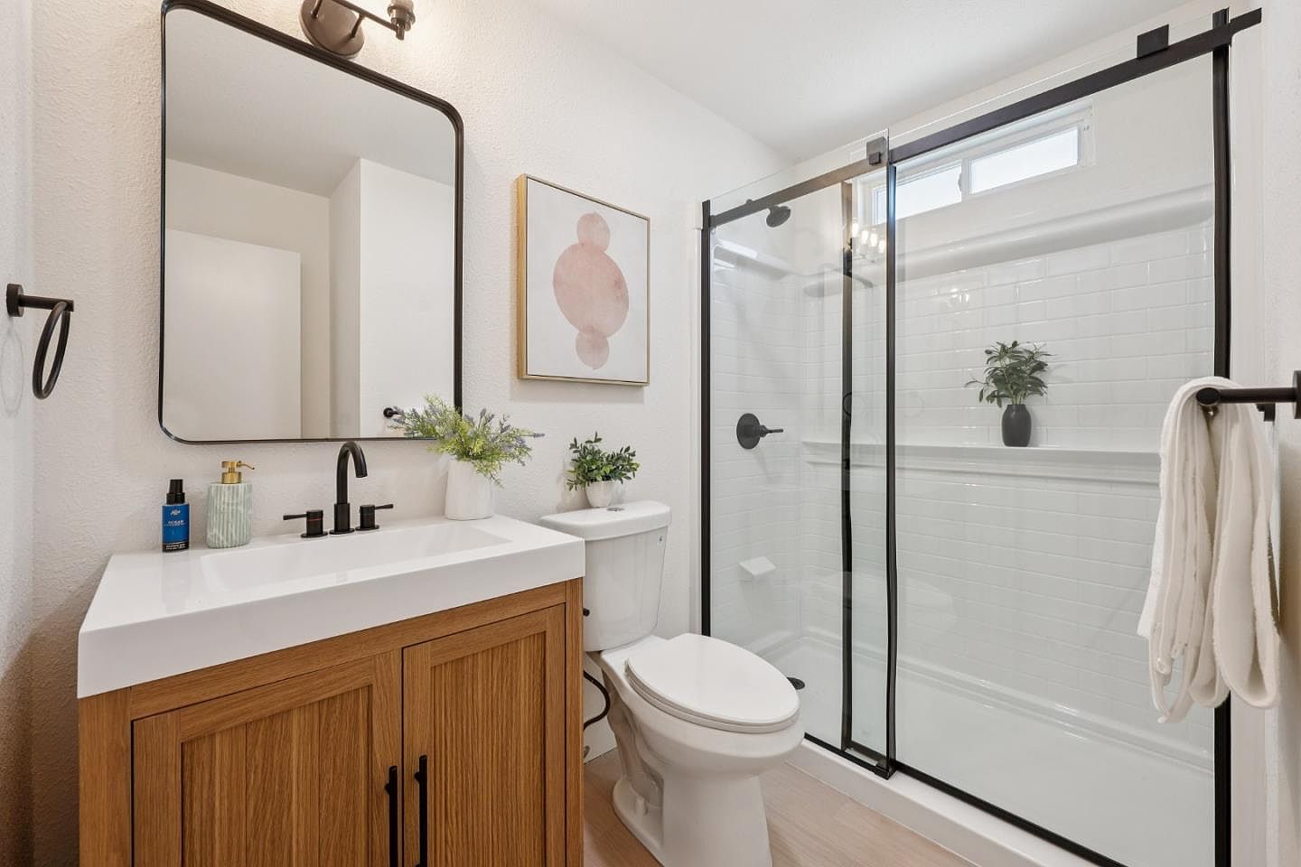 Staged second bathroom, terracotta remodel in Petaluma