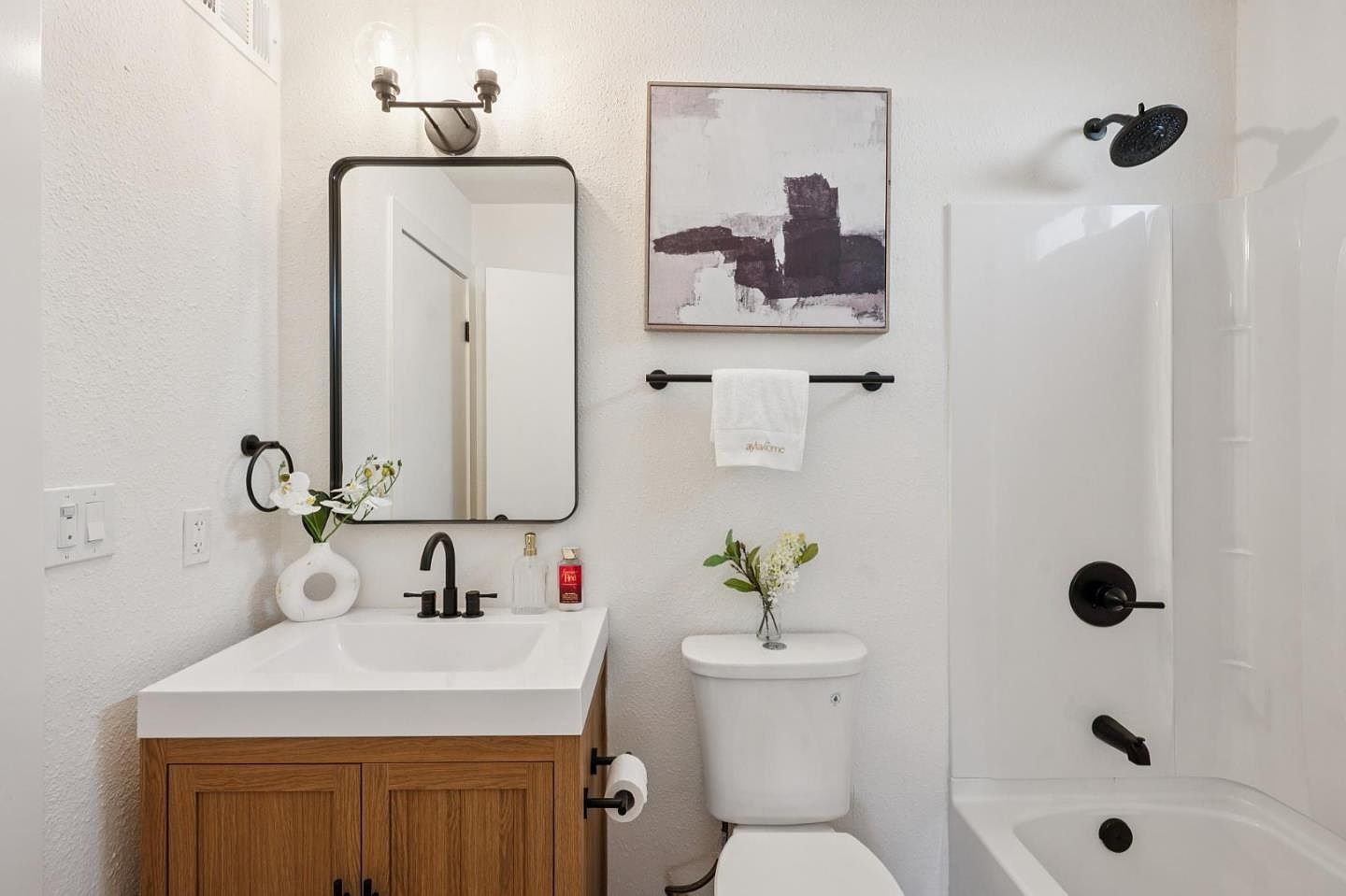 Staged bathroom, terracotta remodel in Petaluma