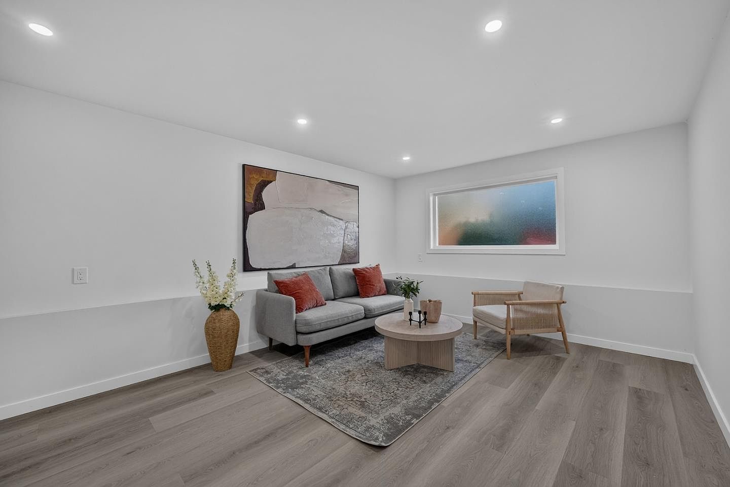 Lower level lounge, coastal modern in Daly City